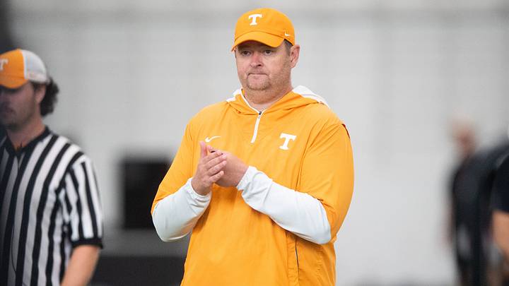 Tennessee head coach Josh Heupel during preseason football practice held on UT's campus on Monday, August 7, 2023.