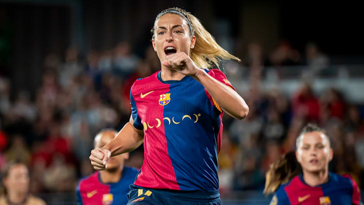 Alexia Putellas (FC Barcelona) celebrates a goal during the...