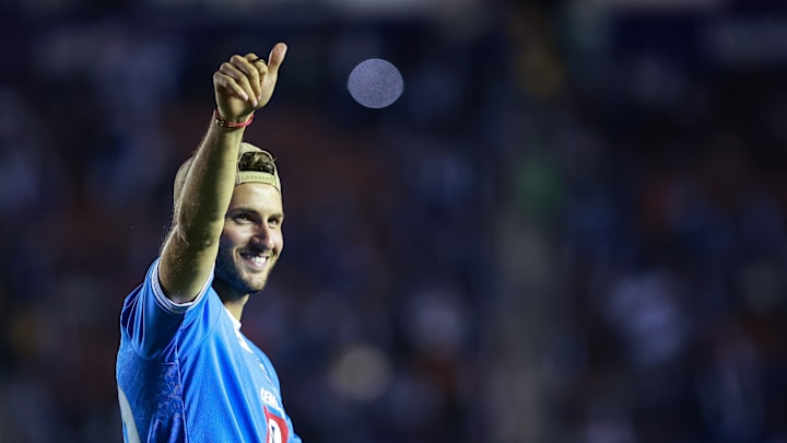 Cruz Azul v Mazatlan FC - Torneo Apertura 2024 Liga MX - Santiago Gimenez attending a game of his former club Cruz Azul earlier this month