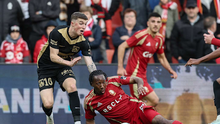 Alfie Devine in action against Standard Liege 