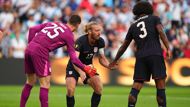 Matt Freese, Tim Ream, and Chris Richards during the Gold Cup.