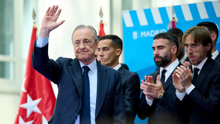 Madrid City Council And City Hall Receive Real Madrid Football Club To Celebrate Their New Title As