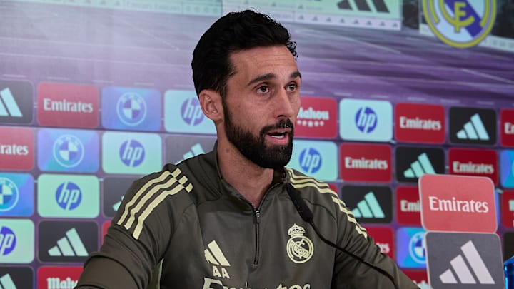 Alvaro Arbeloa, the head coach of Real Madrid CF, attends a... Alvaro Arbeloa, the head coach of Real Madrid CF, attends a...