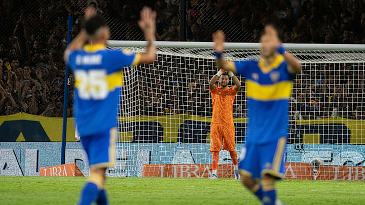 Sergio Romero of Boca Juniors celebrates a goal during a... Sergio Romero of Boca Juniors celebrates a goal during a...