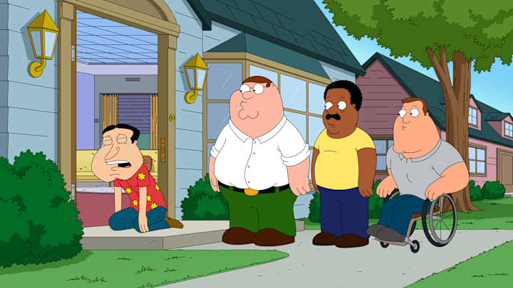 FAMILY GUY: As Quagmire finds the love his life, Peter, Joe, & Cleveland band together to figure out who his ‘lady friend’ might be. Meanwhile, Stewie is put on a leash after he was almost wrecked outside the store, giving Brian the upper hand in the all-new “The Elle Word” episode of FAMILY GUY airing Sunday, April 13 (9:30-10:00 PM ET/PT) on FOX. FAMILY GUY © 2025 by 20th Television
