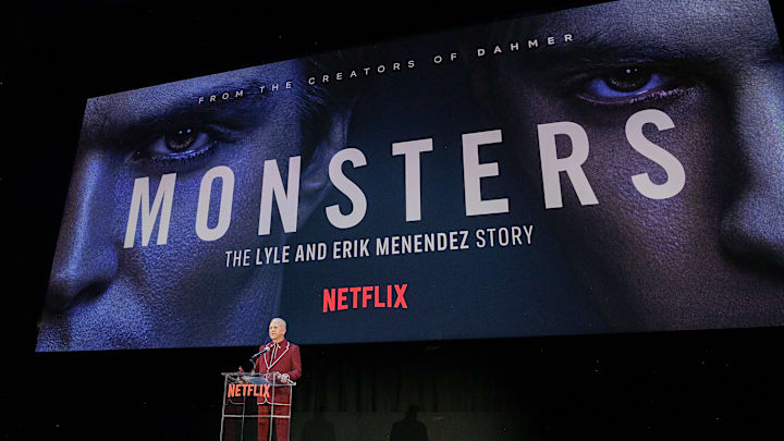 LOS ANGELES, CALIFORNIA - SEPTEMBER 16: Ryan Murphy speaks onstage during Netflix's "Monsters: The Lyle and Erik Menendez Story" | LA Premiere at The Egyptian Theatre Hollywood on September 16, 2024 in Los Angeles, California. (Photo by Charley Gallay/Getty Images for Netflix)