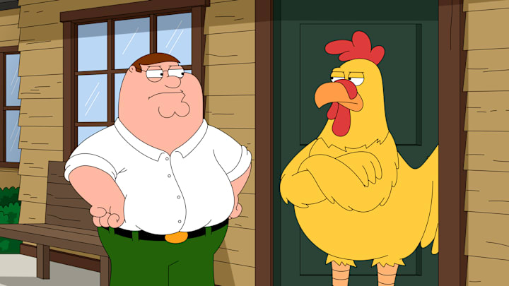 FAMILY GUY: When Meg starts dating a chicken she meets on a reality dating show, "Sex Farm", Peter disapproves of their love, prompting her to move out. Saddened by her absence, he decides to get her back from the Giant Chicken's House in the all-new “The Chicken or The Meg” episode of FAMILY GUY airing Sunday, Mar. 16 (9:30-10:00 PM ET/PT) on FOX.. FAMILY GUY © 2025 by 20th Television