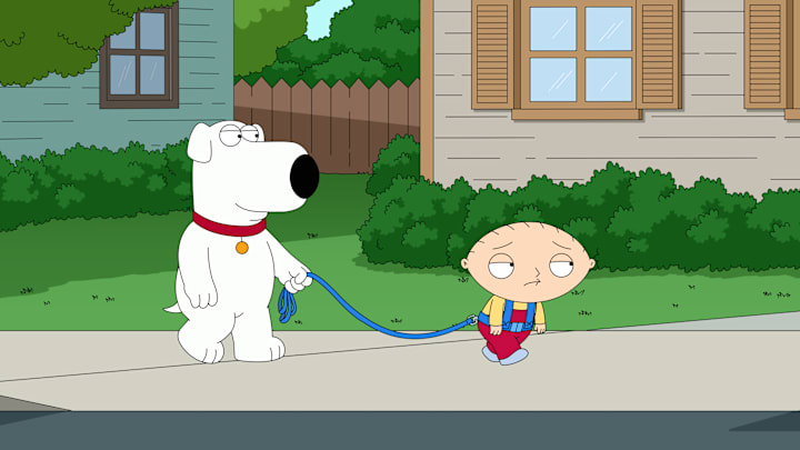 FAMILY GUY: As Quagmire finds the love of his life, Peter, Joe, & Cleveland band together to figure out who his ‘lady friend’ might be. Meanwhile, Stewie is put on a leash after he was almost wrecked outside the store, giving Brian the upper hand in the all-new “The Elle Word” episode of FAMILY GUY airing Sunday, April 13 (9:30-10:00 PM ET/PT) on FOX. FAMILY GUY © 2025 by 20th Television