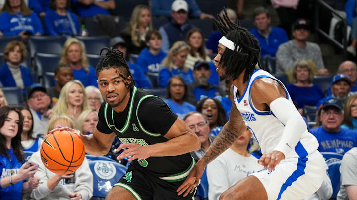 Jasper Floyd of North Texas, shown here against Memphis, led  the Mean Green with 18 points in the win over USF