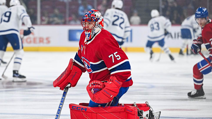 Sep 30, 2023; Montreal, Quebec, CAN; Montreal Canadiens goalie Jakub Dobes