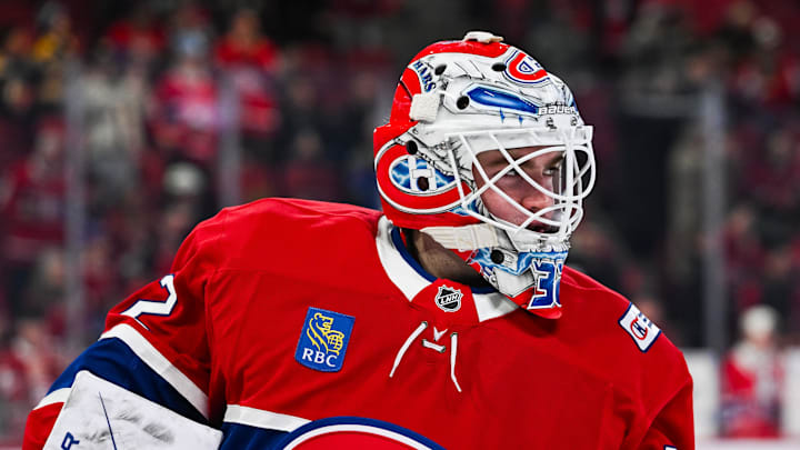Mar 17, 2026; Montreal, Quebec, CAN; Montreal Canadiens goalie Jacob Fowler (32) looks on during warm-up before the game against the Boston Bruins at Bell Centre. Mandatory Credit: David Kirouac-Imagn Images Mar 17, 2026; Montreal, Quebec, CAN; Montreal Canadiens goalie Jacob Fowler (32) looks on during warm-up before the game against the Boston Bruins at Bell Centre. Mandatory Credit: David Kirouac-Imagn Images