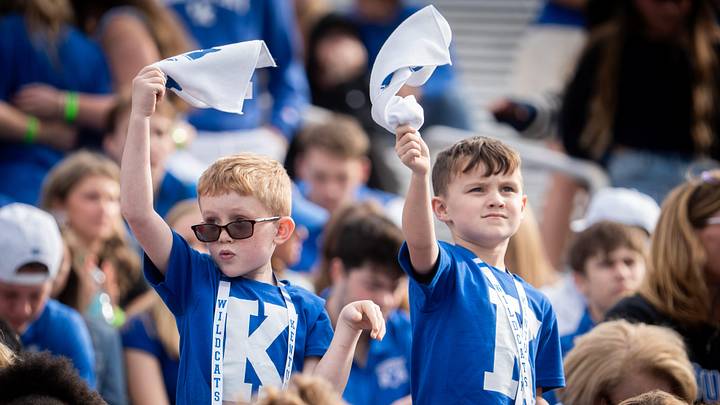 Young Wildcat fans cheered on their team as Kentucky faced off against the Tennessee Tech Golden Eagles at Kroger Field in Lexington, Kentucky. Nov. 15, 2025.