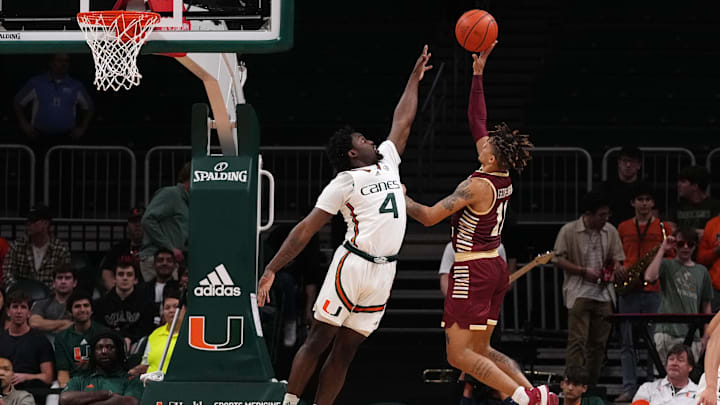 Jan 11, 2023; Coral Gables, Florida, USA; Boston College Eagles guard Makai Ashton-Langford (11)