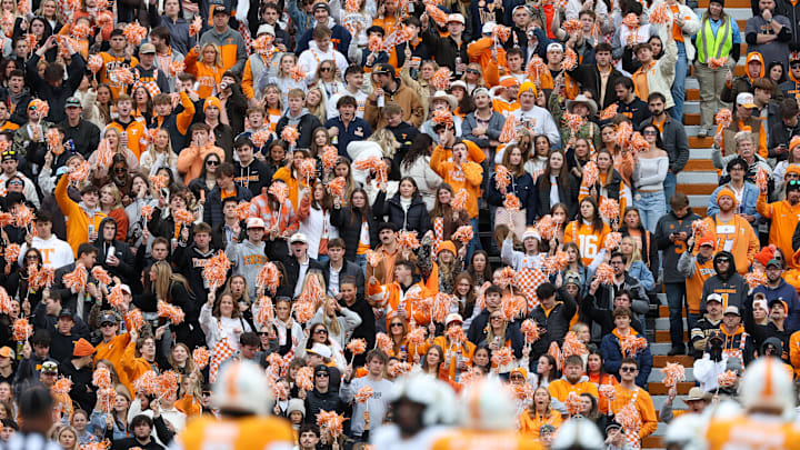 Nov 29, 2025; Knoxville, Tennessee, USA; Tennessee Volunteers fans during the first half against the Vanderbilt Commodores at Neyland Stadium. Mandatory Credit: Randy Sartin-Imagn Images Nov 29, 2025; Knoxville, Tennessee, USA; Tennessee Volunteers fans during the first half against the Vanderbilt Commodores at Neyland Stadium. Mandatory Credit: Randy Sartin-Imagn Images