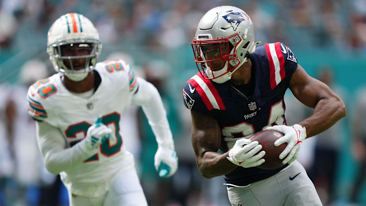 Oct 29, 2023; Miami Gardens, Florida, USA; New England Patriots wide receiver Kendrick Bourne (84)