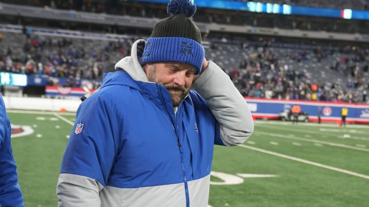 East Rutherford, NJ -- December 15, 2024 -- Giants head coach Brian Daboll leaves the field after the Baltimore Ravens came to MetLife Stadium and defeated the New York Giants 35-14.