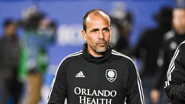 Oct 16, 2022; Montreal, Quebec, Canada; Orlando City head coach Oscar Pareja from the sidelines
