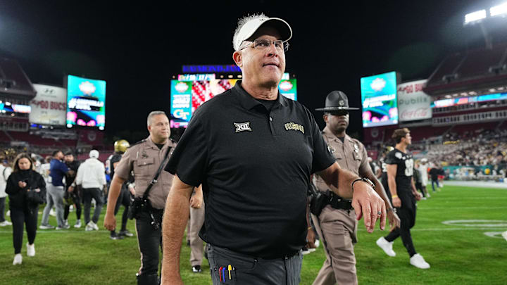 Dec 22, 2023; Tampa, FL, USA; UCF Knights head coach Gus Malzahn walks off the field.