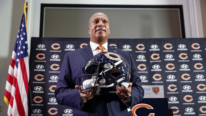 Jan 17, 2023; Chicago, Illinois, US; New Chicago Bears President and CEO Kevin Warren poses for a