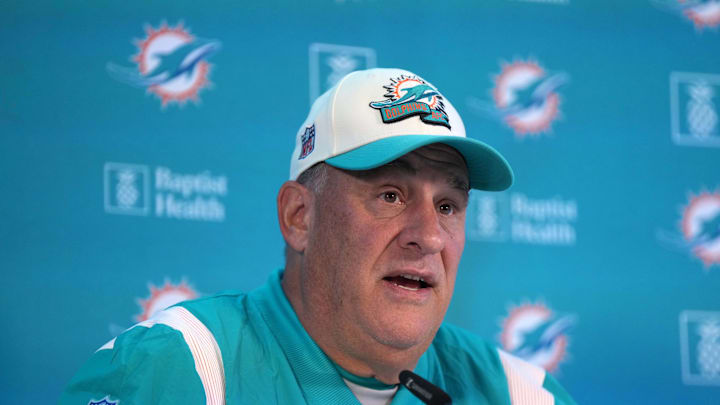 Nov 2, 2023; Frankfurt, Germany; Miami Dolphins defensive coordinator Vic Fangio at press conference