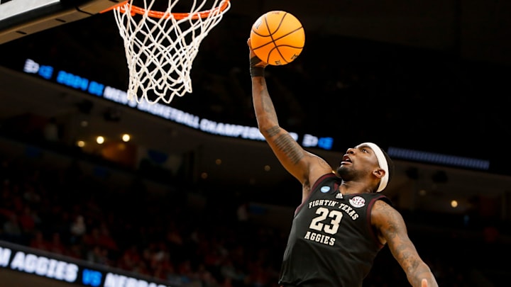 Texas A&M's Tyrece Radford (23) goes for a layup during the first round game between Texas A&M and Nebraska in the 2024 NCAA Tournament at FedExForum in Memphis, Tenn., on Friday, March 22, 2024. Texas A&M's Tyrece Radford (23) goes for a layup during the first round game between Texas A&M and Nebraska in the 2024 NCAA Tournament at FedExForum in Memphis, Tenn., on Friday, March 22, 2024.