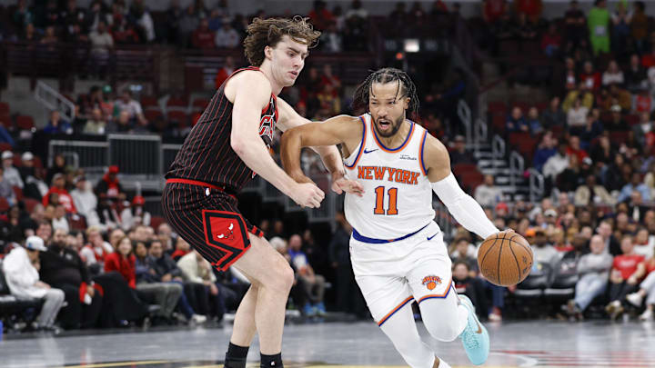 Oct 31, 2025; Chicago, Illinois, USA; New York Knicks guard Jalen Brunson (11) drives to the basket against Chicago Bulls guard Josh Giddey (3) during the second half at United Center. Mandatory Credit: Kamil Krzaczynski-Imagn Images Oct 31, 2025; Chicago, Illinois, USA; New York Knicks guard Jalen Brunson (11) drives to the basket against Chicago Bulls guard Josh Giddey (3) during the second half at United Center. Mandatory Credit: Kamil Krzaczynski-Imagn Images