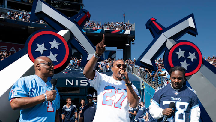 Former Houston Oilers quarterback Warren Moon, former Oilers and Titans running back Eddie George