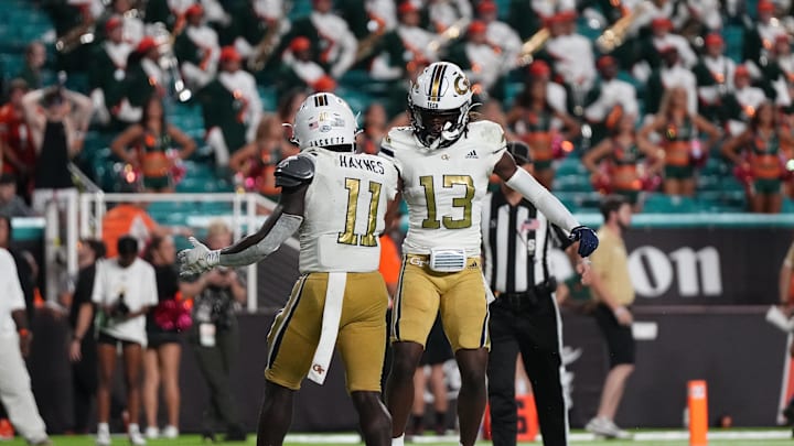 Oct 7, 2023; Miami Gardens, Florida, USA; Georgia Tech Yellow Jackets running back Jamal Haynes (11)