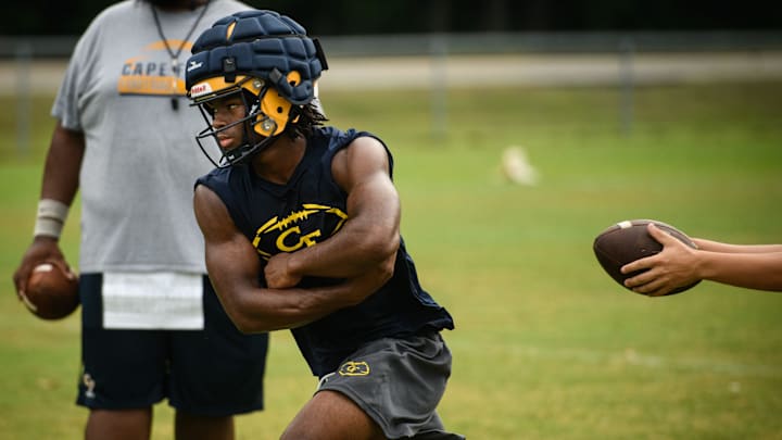 Tai Phillips at Cape Fear football practice on Thursday, July 31, 2025.