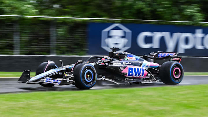 Jun 7, 2024; Montreal, Quebec, CAN; BWT Alpine driver Jack Doohan (AUS) races during FP1 practice session of the Canadian Grand Prix at Circuit Gilles Villeneuve. Mandatory Credit: David Kirouac-Imagn Images