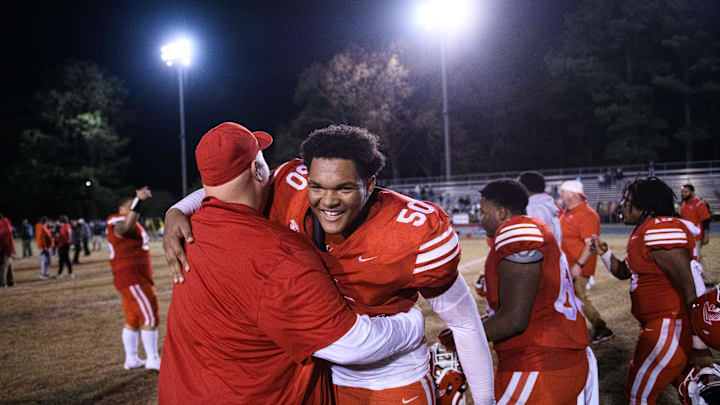 John Archer is congratulated as Seventy-First hosts Northern Nash in the 3A East Regional final on Friday, Dec. 1, 2023.