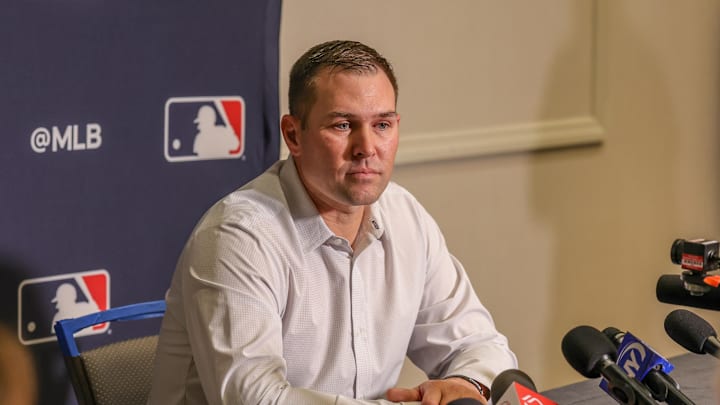 Dec 8, 2025; Orlando, FL, USA; San Diego Padres manager Craig Stammen speaks with the media during the 2025 MLB Winter Meetings at Signia by Hilton Hotel. Mandatory Credit: Mike Watters-Imagn Images