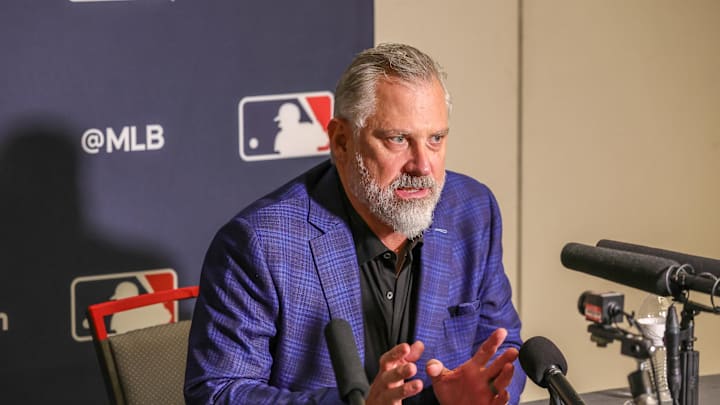 Dec 8, 2025; Orlando, FL, USA; Minnesota Twins manager Derek Shelton speaks with the media during the 2025 MLB Winter Meetings at Signia by Hilton Hotel. Mandatory Credit: Mike Watters-Imagn Images