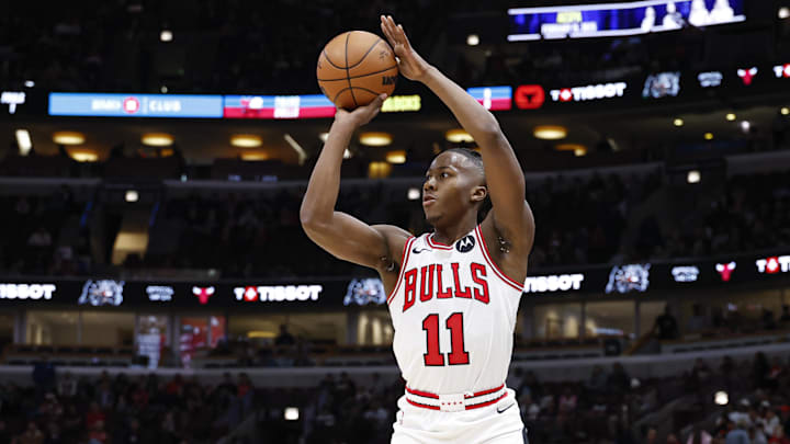 Ayo Dosunmu during the Bulls' 108–100 loss to the 76ers on Dec. 8, 2024.