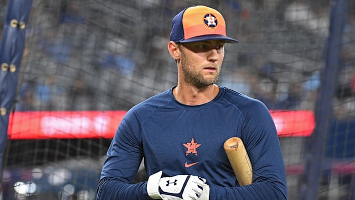 Jul 3, 2024; Toronto, Ontario, CAN; Houston Astros infielder Grae Kessinger (16) during batting practice prior to the game against the Houston Astros at Rogers Centre. Mandatory Credit: Gerry Angus-Imagn Images Jul 3, 2024; Toronto, Ontario, CAN; Houston Astros infielder Grae Kessinger (16) during batting practice prior to the game against the Houston Astros at Rogers Centre. Mandatory Credit: Gerry Angus-Imagn Images