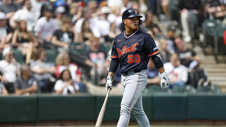 Detroit Tigers second baseman Hao-Yu Lee reacts after striking out. Detroit Tigers second baseman Hao-Yu Lee reacts after striking out.
