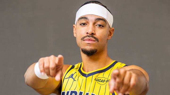 Sep 28, 2026; Indianapolis, IN, USA;  Indiana Pacers guard Andrew Nembhard (2) poses for a photo during media day.  Mandatory Credit: Trevor Ruszkowski-Imagn Images