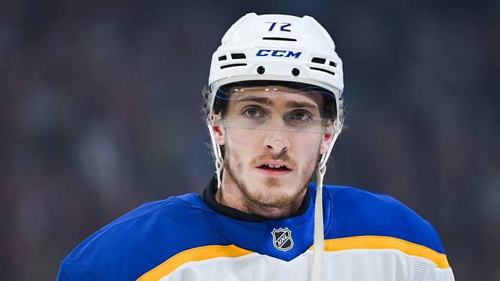 May 16, 2026; Montreal, Quebec, CAN; Buffalo Sabres center Tage Thompson (72) looks on during warm-up before the game against the Montreal Canadiens in game six of the second round of the 2026 Stanley Cup Playoffs at Bell Centre. Mandatory Credit: David Kirouac-Imagn Images May 16, 2026; Montreal, Quebec, CAN; Buffalo Sabres center Tage Thompson (72) looks on during warm-up before the game against the Montreal Canadiens in game six of the second round of the 2026 Stanley Cup Playoffs at Bell Centre. Mandatory Credit: David Kirouac-Imagn Images