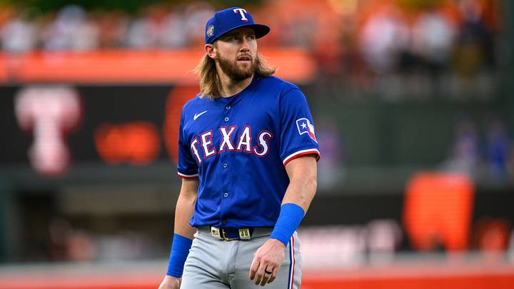 Jun 30, 2024; Baltimore, Maryland, USA; Texas Rangers third baseman Davis Wendzel (38) warms up before the game between the Baltimore Orioles and the Texas Rangers at Oriole Park at Camden Yards. Mandatory Credit: Reggie Hildred-USA TODAY Sports Jun 30, 2024; Baltimore, Maryland, USA; Texas Rangers third baseman Davis Wendzel (38) warms up before the game between the Baltimore Orioles and the Texas Rangers at Oriole Park at Camden Yards. Mandatory Credit: Reggie Hildred-USA TODAY Sports