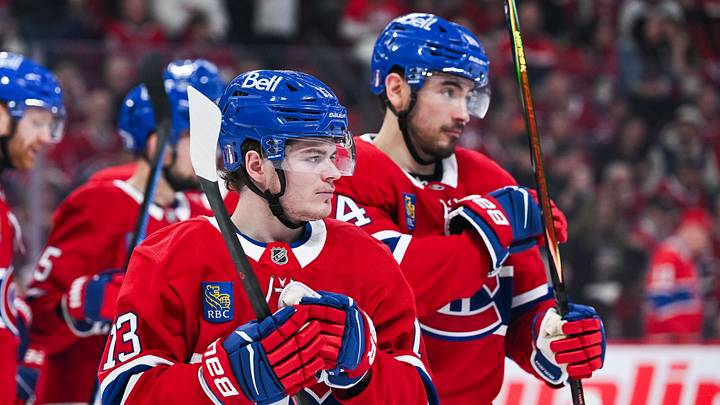 Apr 26, 2026; Montreal, Quebec, CAN; Montreal Canadiens right wing Cole Caufield (13) looks on beside center Nick Suzuki (14) against the Tampa Bay Lightning during the second period in game four of the first round of the 2026 Stanley Cup Playoffs at Bell Centre. Mandatory Credit: David Kirouac-Imagn Images Apr 26, 2026; Montreal, Quebec, CAN; Montreal Canadiens right wing Cole Caufield (13) looks on beside center Nick Suzuki (14) against the Tampa Bay Lightning during the second period in game four of the first round of the 2026 Stanley Cup Playoffs at Bell Centre. Mandatory Credit: David Kirouac-Imagn Images