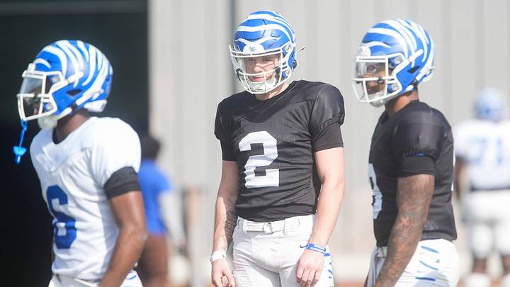 Memphis’ Marcus Stokes (2) and Denzel Gardner (9) wait for their turn in a drill during practice at the Billy J. Murphy Athletic Complex in Memphis, Tenn., on March 27, 2026. Memphis’ Marcus Stokes (2) and Denzel Gardner (9) wait for their turn in a drill during practice at the Billy J. Murphy Athletic Complex in Memphis, Tenn., on March 27, 2026.