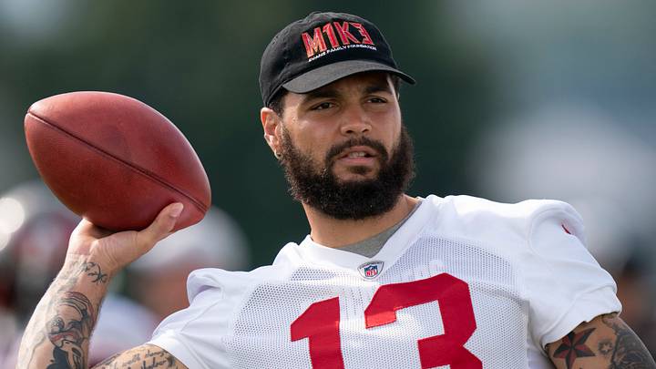 Aug 17, 2022; Nashville, Tennessee; Tampa Bay Buccaneers wide receiver Mike Evans (13) tosses the ball during a joint training camp practice against the Tennessee Titans at Ascension Saint Thomas Sports Park. Mandatory Credit: George Walker IV-USA TODAY Sports Aug 17, 2022; Nashville, Tennessee; Tampa Bay Buccaneers wide receiver Mike Evans (13) tosses the ball during a joint training camp practice against the Tennessee Titans at Ascension Saint Thomas Sports Park. Mandatory Credit: George Walker IV-USA TODAY Sports