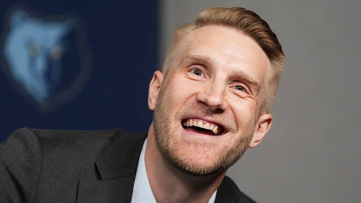 Tuomas Iisalo, Grizzlies head coach, smiles as he answers a question from the media during the introductory press conference for the team’s 2026 draft picks at FedExForum in Memphis, Tenn., on June 25, 2026. Tuomas Iisalo, Grizzlies head coach, smiles as he answers a question from the media during the introductory press conference for the team’s 2026 draft picks at FedExForum in Memphis, Tenn., on June 25, 2026.