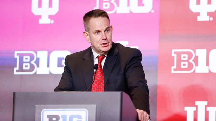 Jul 30, 2026; Chicago, IL, USA; Indiana Football head coach Curt Cignetti speaks during Big Ten Media Days at Hilton Chicago. Mandatory Credit: Kamil Krzaczynski-Imagn Images Jul 30, 2026; Chicago, IL, USA; Indiana Football head coach Curt Cignetti speaks during Big Ten Media Days at Hilton Chicago. Mandatory Credit: Kamil Krzaczynski-Imagn Images