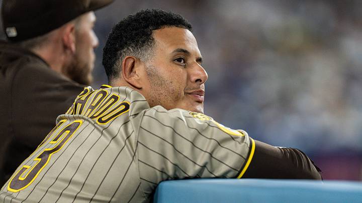 Jul 3, 2026; Los Angeles, California, USA; San Diego Padres third baseman Manny Machado (13) reacts in the seventh inning in a game against the Los Angeles Dodgers at Dodger Stadium. Mandatory Credit: Jon Endow-Imagn Images Jul 3, 2026; Los Angeles, California, USA; San Diego Padres third baseman Manny Machado (13) reacts in the seventh inning in a game against the Los Angeles Dodgers at Dodger Stadium. Mandatory Credit: Jon Endow-Imagn Images