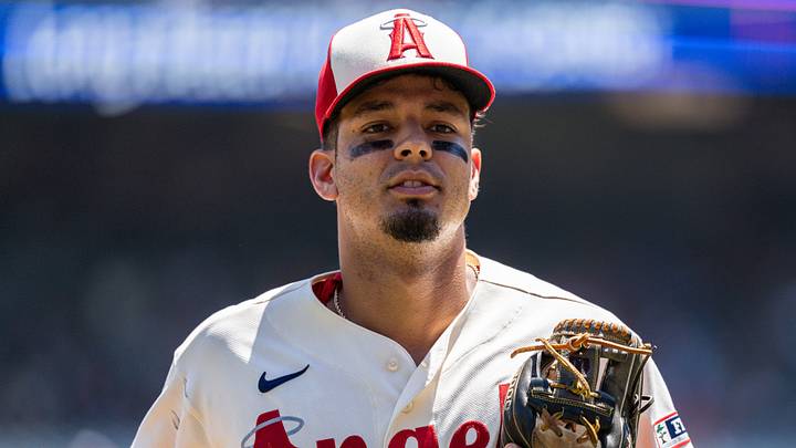 Aug 2, 2026; Anaheim, California, USA; Los Angeles Angels second baseman Vaughn Grissom (5) during a game against the Milwaukee Brewers at Angel Stadium. Mandatory Credit: Jon Endow-Imagn Images Aug 2, 2026; Anaheim, California, USA; Los Angeles Angels second baseman Vaughn Grissom (5) during a game against the Milwaukee Brewers at Angel Stadium. Mandatory Credit: Jon Endow-Imagn Images
