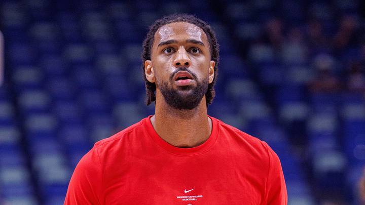 Oct 16, 2026; New Orleans, Louisiana, USA;  Washington Wizards center Alex Sarr (20) during warm ups before the game against New Orleans Pelicans at Smoothie King Center.  Mandatory Credit: Stephen Lew-Imagn Images