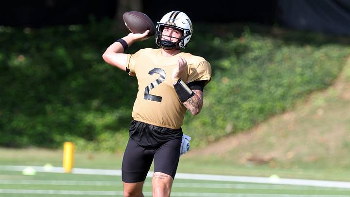 Quarterback Jared Curtis (2) participates in Vanderbilt’s football practice Thursday, August 13, 2026 at McGugin Practice Field. Quarterback Jared Curtis (2) participates in Vanderbilt’s football practice Thursday, August 13, 2026 at McGugin Practice Field.