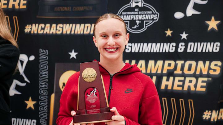 Alabama swimmer Emily Jones with eighth-place trophy at NCAA Swimming and Diving Championships Alabama swimmer Emily Jones with eighth-place trophy at NCAA Swimming and Diving Championships