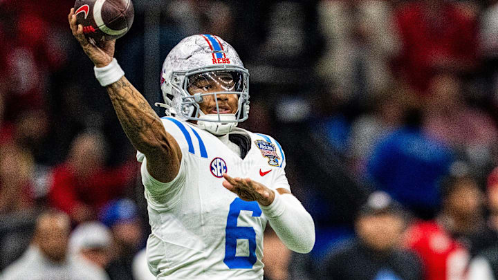 Ole Miss quarterback Trinidad Chambliss (6) passes the ball during the Sugar Bowl and College Football Playoff quarterfinals at Caesars Superdome in New Orleans, La., on Thursday, Jan. 1, 2026. Ole Miss quarterback Trinidad Chambliss (6) passes the ball during the Sugar Bowl and College Football Playoff quarterfinals at Caesars Superdome in New Orleans, La., on Thursday, Jan. 1, 2026.